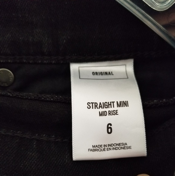 Midrise Straight Mini Black Dark Wash Jean Skirt - Picture 4 of 11